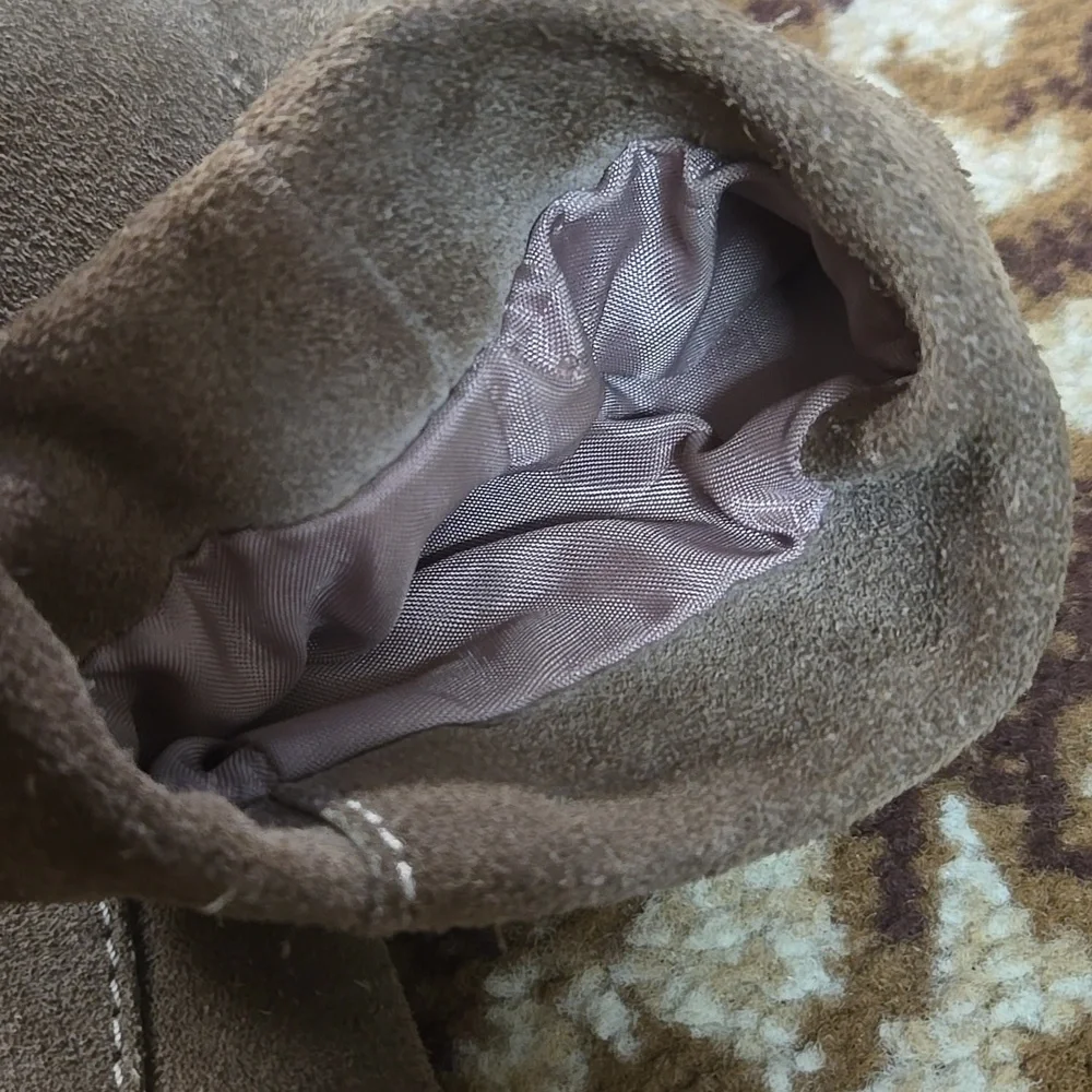 Irving Posluns 1970s Suede Coat Leather Jacket with Gold Hardware 70s Retro Fall - Picture 15 of 16